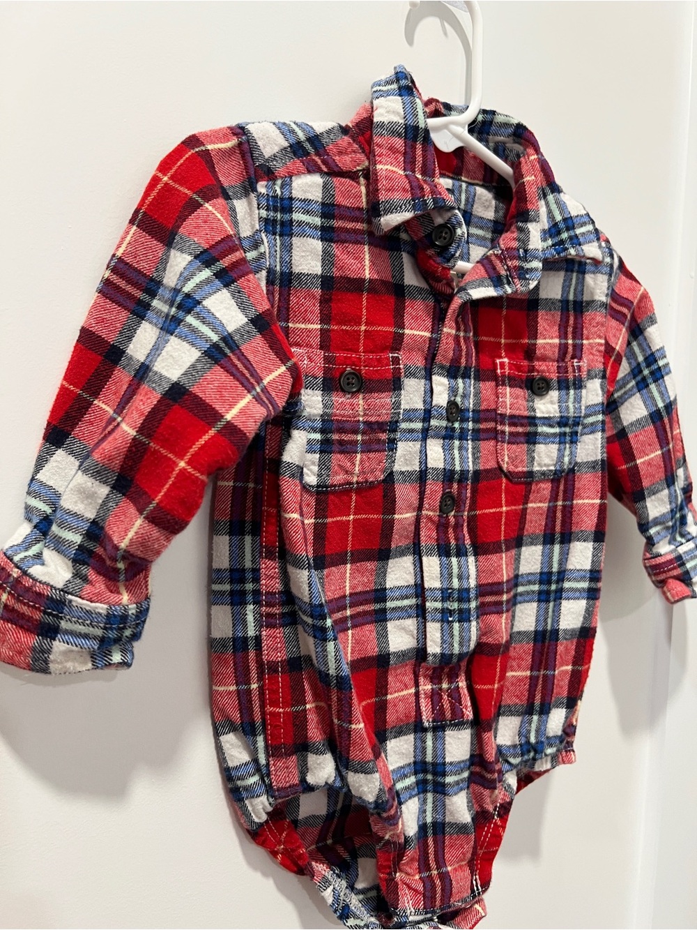 OshKosh B’gosh Red Plaid Flannel Bodysuit | 18 Months